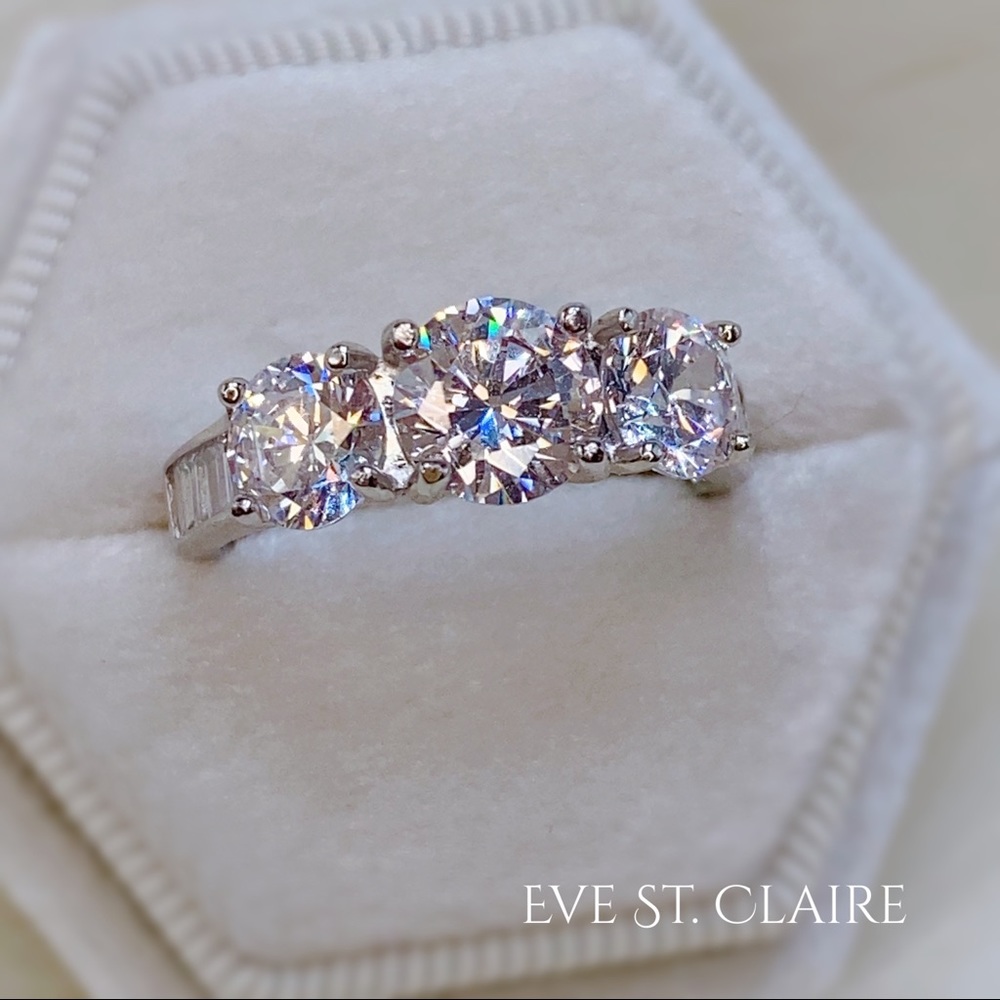 â SOLD â18k white gold wedding 3 stone diamond ring 3 CT - Picture 1 of 16